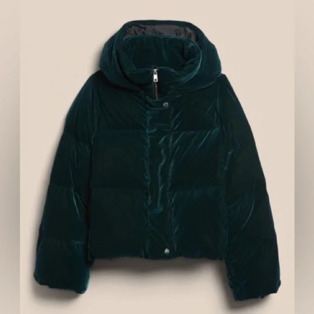 Women's Green Velvet Puffer Jacket Banana Republic